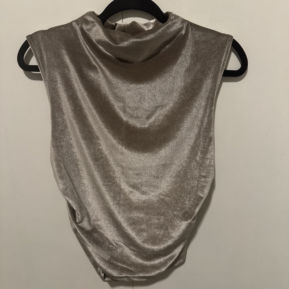 Elegant Suede Cowl Neck Sleeveless Top - Size Small